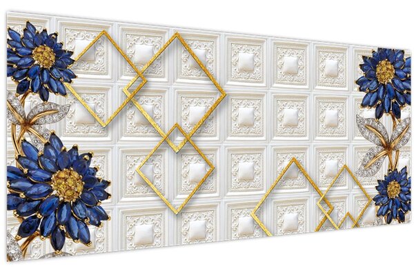 Obraz - Diamantové kvety (120x50 cm)