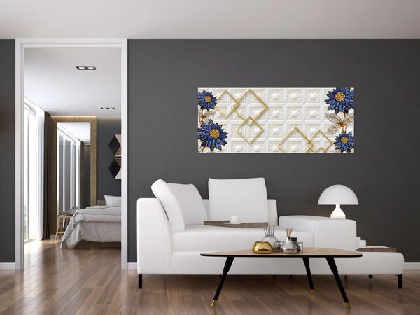 Obraz - Diamantové kvety (120x50 cm)