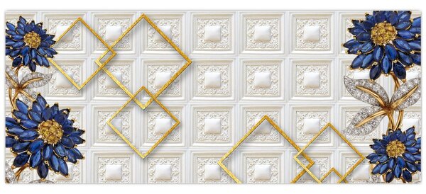 Obraz - Diamantové kvety (120x50 cm)