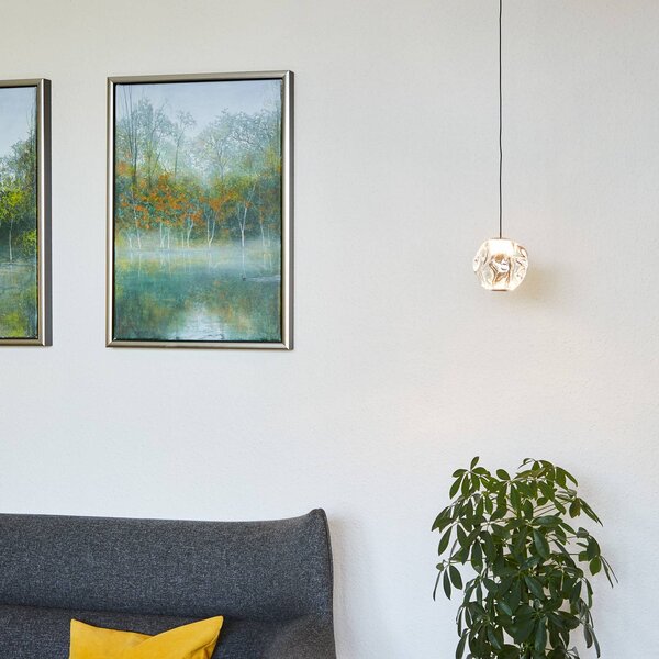 LOOM DESIGN LED závesné svetlo Ľadová guľa, chróm/čierna, Ø 10,5 cm, Chrómová / strieborná, Obývacia izba / jedáleň, Plast, Moderný, Závesné svietidlo