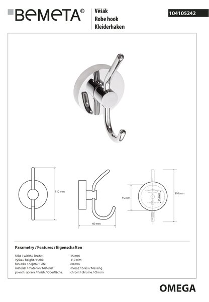 Bemeta Design OMEGA: Vešiak - 104105242