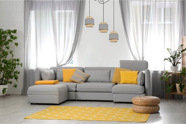 Závesné svietidlo Boho Spider, 3x jutové/sivé textilné tienidlo