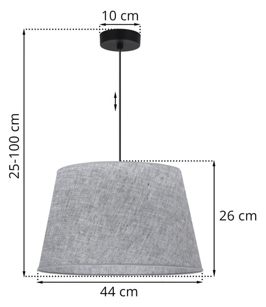 Závesné svietidlo Len1, 1x šedé textilné tienidlo, (fi 44 cm), b