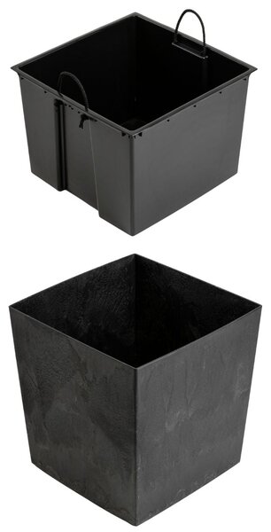 PLASTOVÝ KVETINÁČ FLORE 41X39,5X39,5 CM IMITÁCIA BETÓNU ČIERNA