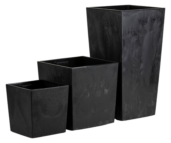PLASTOVÝ KVETINÁČ FLORE 41X39,5X39,5 CM IMITÁCIA BETÓNU ČIERNA