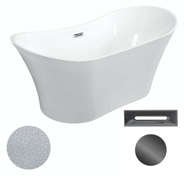 Besco Akrylátová voľne stojaca vaňa Amber Glam S 170x80 BESCO-Typ výpuste: Click-Clack s prepadom, chróm, BESCO-Rozmery: 170x80, BESCO-Farba: Biela/strieborná
