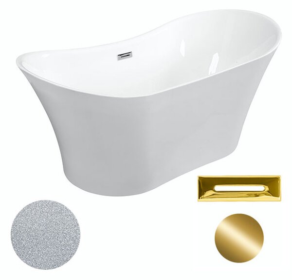 Besco Akrylátová voľne stojaca vaňa Amber Glam S 170x80 BESCO-Typ výpuste: Click-Clack s prepadom, chróm, BESCO-Rozmery: 170x80, BESCO-Farba: Biela/strieborná