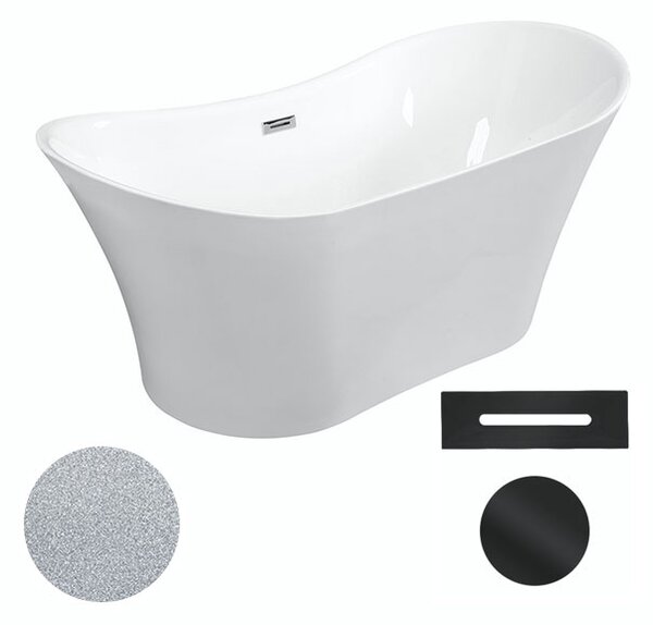 Besco Akrylátová voľne stojaca vaňa Amber Glam S 170x80 BESCO-Typ výpuste: Click-Clack s prepadom, chróm, BESCO-Rozmery: 170x80, BESCO-Farba: Biela/strieborná