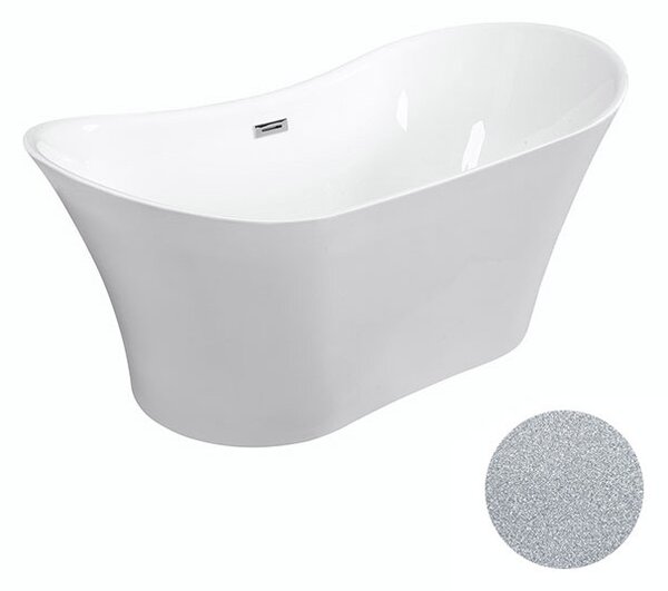 Besco Akrylátová voľne stojaca vaňa Amber Glam S 170x80 BESCO-Typ výpuste: Click-Clack s prepadom, chróm, BESCO-Rozmery: 170x80, BESCO-Farba: Biela/strieborná