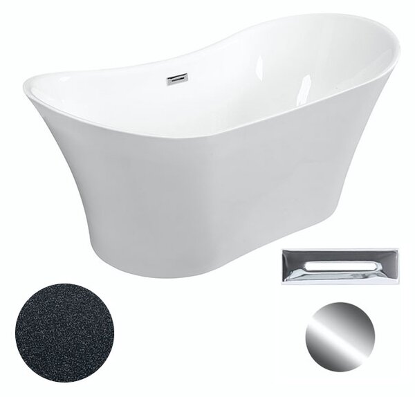 Besco Akrylátová voľne stojaca vaňa Amber Glam G 170x80 BESCO-Typ výpuste: Click-Clack s prepadom, chróm, BESCO-Rozmery: 170x80, BESCO-Farba: Biela/grafit