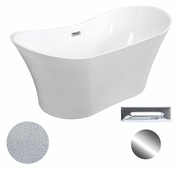 Besco Akrylátová voľne stojaca vaňa Amber Glam S 170x80 BESCO-Typ výpuste: Click-Clack s prepadom, chróm, BESCO-Rozmery: 170x80, BESCO-Farba: Biela/strieborná