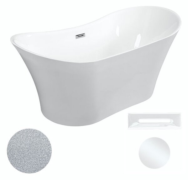 Besco Akrylátová voľne stojaca vaňa Amber Glam S 170x80 BESCO-Typ výpuste: Click-Clack s prepadom, chróm, BESCO-Rozmery: 170x80, BESCO-Farba: Biela/strieborná