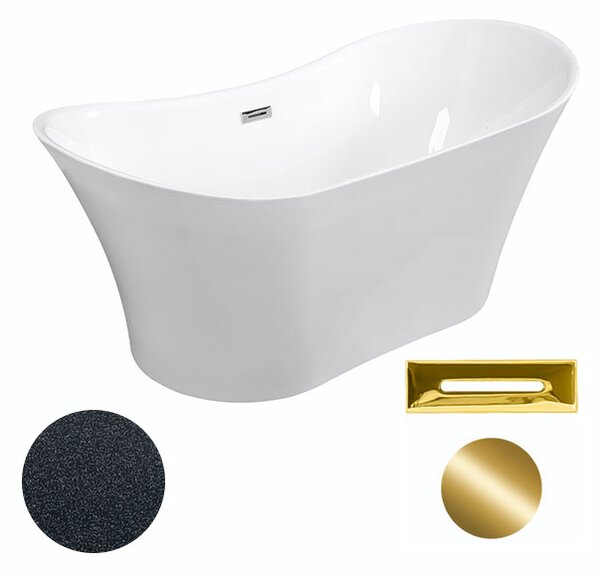 Besco Akrylátová voľne stojaca vaňa Amber Glam G 170x80 BESCO-Typ výpuste: Click-Clack s prepadom, chróm, BESCO-Rozmery: 170x80, BESCO-Farba: Biela/grafit