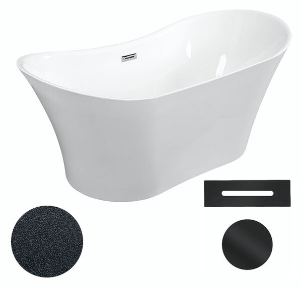 Besco Akrylátová voľne stojaca vaňa Amber Glam G 170x80 BESCO-Typ výpuste: Click-Clack s prepadom, chróm, BESCO-Rozmery: 170x80, BESCO-Farba: Biela/grafit