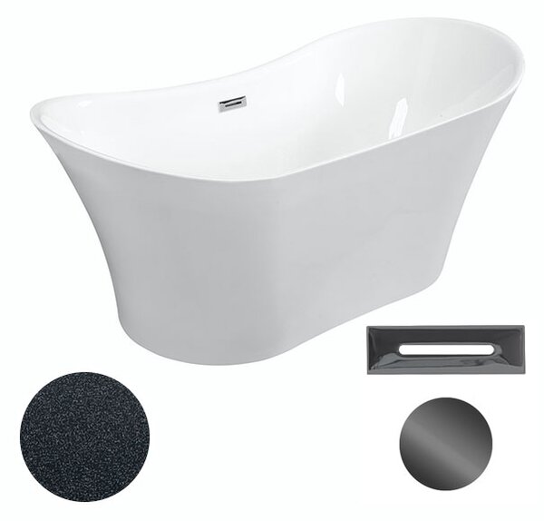Besco Akrylátová voľne stojaca vaňa Amber Glam G 170x80 BESCO-Typ výpuste: Click-Clack s prepadom, chróm, BESCO-Rozmery: 170x80, BESCO-Farba: Biela/grafit
