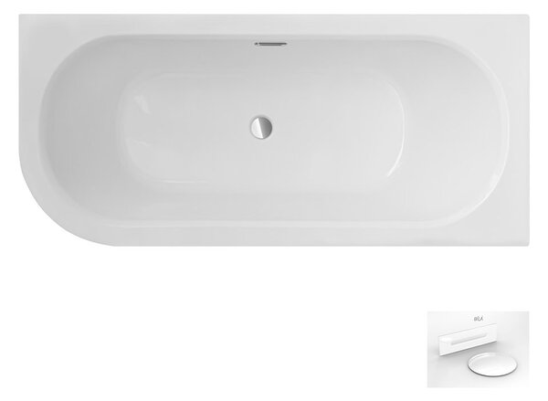 Besco Akrylátová asymetrická vaňa Avita Slim Plus 150x75, s prepadom BESCO-Typ výpuste: Alcaplast Click-Clack so štrbinovým prepadom, chróm, BESCO-Rozmery: 150x75, BESCO-Orientácia: Pravá