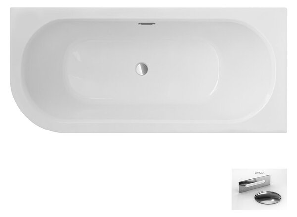 Besco Akrylátová asymetrická vaňa Avita Slim Plus 150x75, s prepadom BESCO-Typ výpuste: Alcaplast Click-Clack so štrbinovým prepadom, chróm, BESCO-Rozmery: 150x75, BESCO-Orientácia: Pravá
