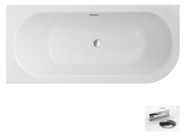 Besco Akrylátová asymetrická vaňa Avita Slim Plus 150x75, s prepadom BESCO-Typ výpuste: Alcaplast Click-Clack so štrbinovým prepadom, chróm, BESCO-Rozmery: 150x75, BESCO-Orientácia: Pravá