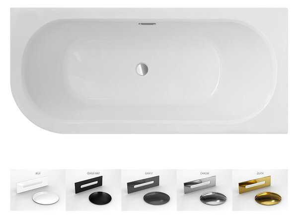 Besco Akrylátová asymetrická vaňa Avita Slim Plus 150x75, s prepadom BESCO-Typ výpuste: Alcaplast Click-Clack so štrbinovým prepadom, chróm, BESCO-Rozmery: 150x75, BESCO-Orientácia: Pravá