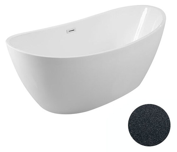 Besco Akrylátová voľne stojaca vaňa Ayla Glam G 170x80 BESCO-Typ výpuste: Click-Clack s prepadom, chróm, BESCO-Rozmery: 170x80, BESCO-Farba: Biela/grafit