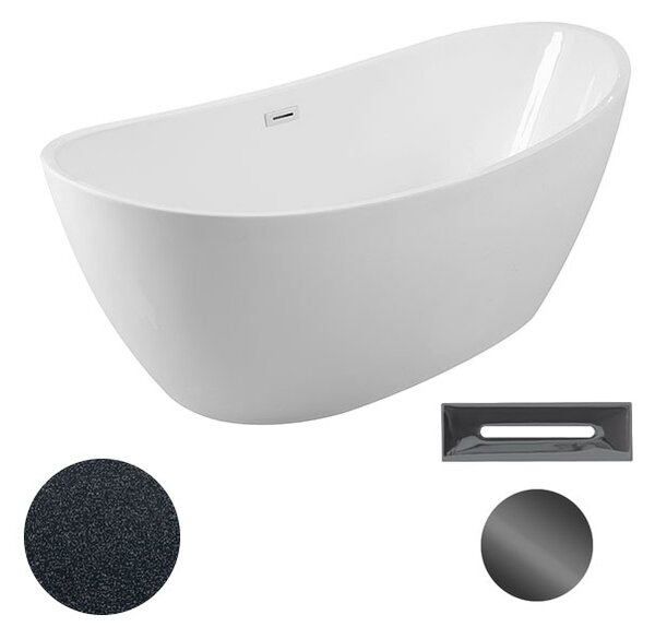 Besco Akrylátová voľne stojaca vaňa Ayla Glam G 170x80 BESCO-Typ výpuste: Click-Clack s prepadom, chróm, BESCO-Rozmery: 170x80, BESCO-Farba: Biela/grafit