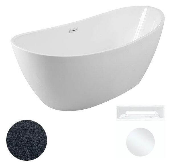 Besco Akrylátová voľne stojaca vaňa Ayla Glam G 170x80 BESCO-Typ výpuste: Click-Clack s prepadom, chróm, BESCO-Rozmery: 170x80, BESCO-Farba: Biela/grafit