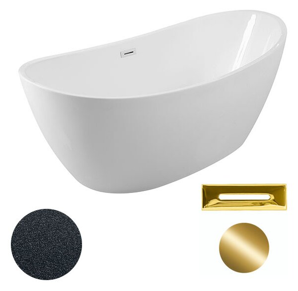 Besco Akrylátová voľne stojaca vaňa Ayla Glam G 170x80 BESCO-Typ výpuste: Click-Clack s prepadom, chróm, BESCO-Rozmery: 170x80, BESCO-Farba: Biela/grafit