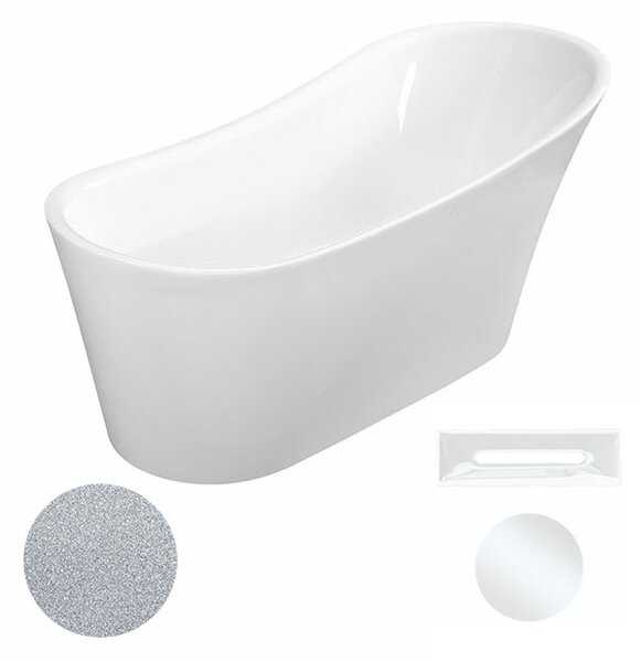 Besco Akrylátová voľne stojaca vaňa Calima Glam S 170x74 BESCO-Typ výpuste: Click-Clack s prepadom, chróm, BESCO-Rozmery: 170x74, BESCO-Farba: Biela/strieborná