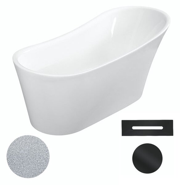 Besco Akrylátová voľne stojaca vaňa Calima Glam S 170x74 BESCO-Typ výpuste: Click-Clack s prepadom, chróm, BESCO-Rozmery: 170x74, BESCO-Farba: Biela/strieborná