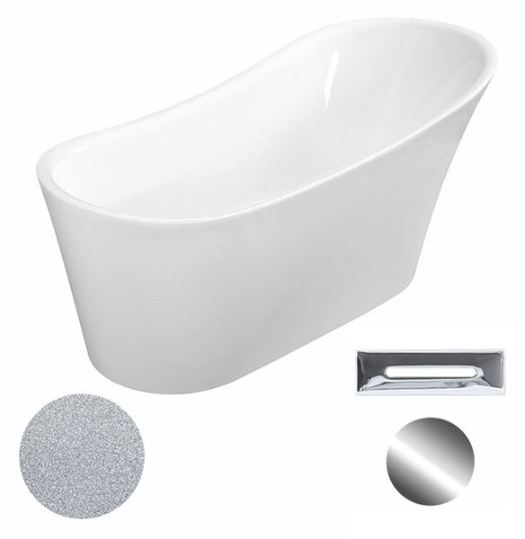 Besco Akrylátová voľne stojaca vaňa Calima Glam S 170x74 BESCO-Typ výpuste: Click-Clack s prepadom, chróm, BESCO-Rozmery: 170x74, BESCO-Farba: Biela/strieborná