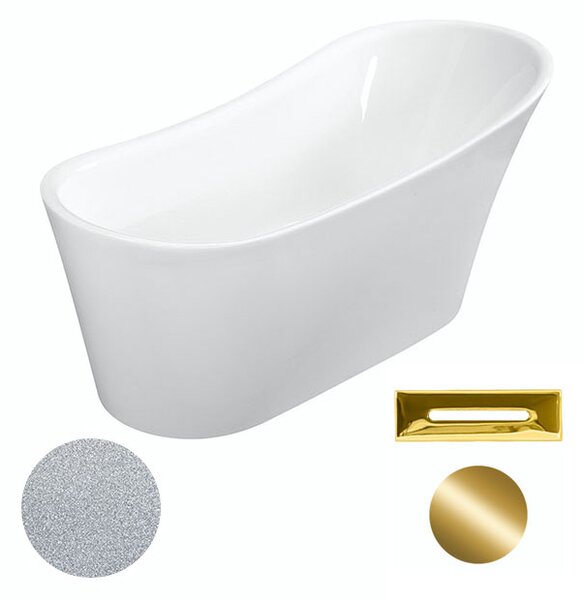 Besco Akrylátová voľne stojaca vaňa Calima Glam S 170x74 BESCO-Typ výpuste: Click-Clack s prepadom, chróm, BESCO-Rozmery: 170x74, BESCO-Farba: Biela/strieborná