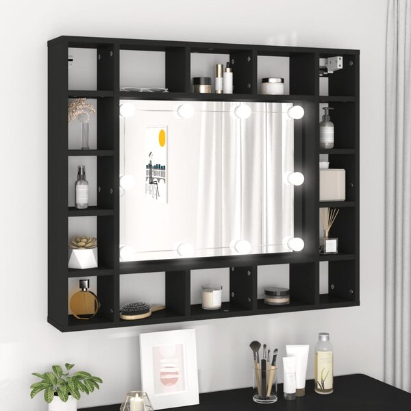 Zrkadlová skrinka s LED osvetlením BestBerg 833496 / 91 x 76,5 x 15 cm / čierna