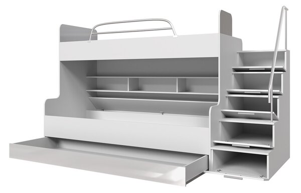 Poschodová posteľ II (biela + lesk biely + lesk sivý) (L). Vlastná spoľahlivá doprava až k Vám domov. 1058956