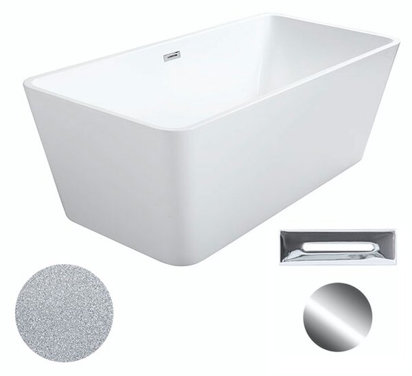 Besco Akrylátová voľne stojaca vaňa Evita Glam S 160x80 BESCO-Typ výpuste: Click-Clack s prepadom, chróm, BESCO-Rozmery: 160x80, BESCO-Farba: Biela/strieborná