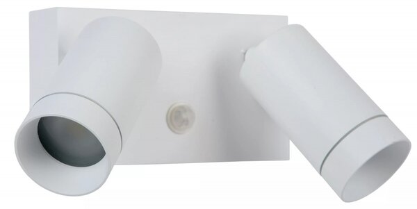 Lucide 09831/02/31 vonkajšia nástenná lampa Taylor 2x5W | GU10 | IP54 - biela, bodová, nastaviteľná, pohybový senzor