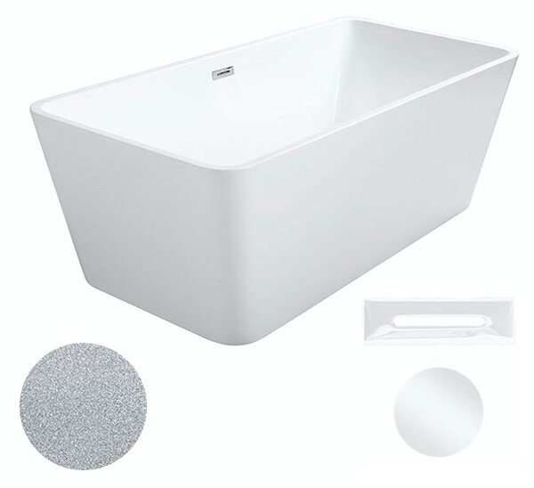 Besco Akrylátová voľne stojaca vaňa Evita Glam S 160x80 BESCO-Typ výpuste: Click-Clack s prepadom, chróm, BESCO-Rozmery: 160x80, BESCO-Farba: Biela/strieborná