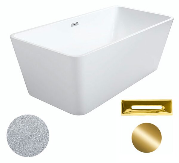 Besco Akrylátová voľne stojaca vaňa Evita Glam S 160x80 BESCO-Typ výpuste: Click-Clack s prepadom, chróm, BESCO-Rozmery: 160x80, BESCO-Farba: Biela/strieborná