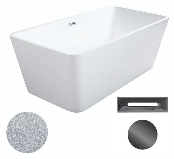 Besco Akrylátová voľne stojaca vaňa Evita Glam S 160x80 BESCO-Typ výpuste: Click-Clack s prepadom, chróm, BESCO-Rozmery: 160x80, BESCO-Farba: Biela/strieborná