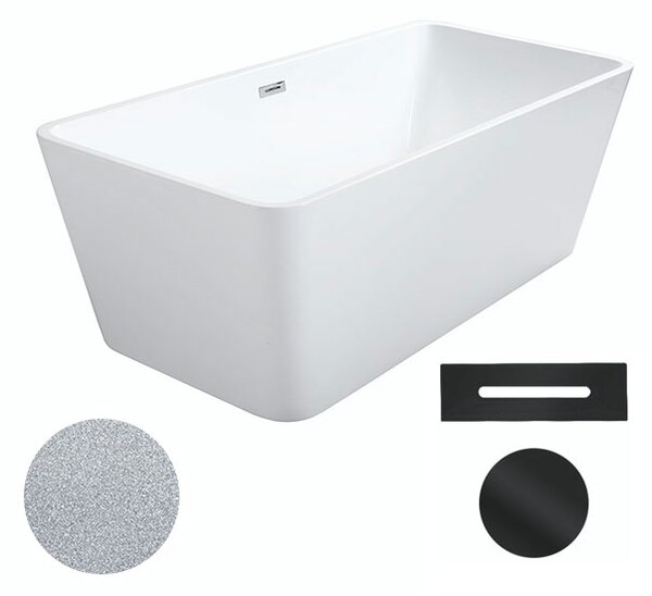 Besco Akrylátová voľne stojaca vaňa Evita Glam S 160x80 BESCO-Typ výpuste: Click-Clack s prepadom, chróm, BESCO-Rozmery: 160x80, BESCO-Farba: Biela/strieborná