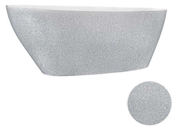 Besco Voľne stojaca vaňa z liateho mramoru Goya Glam 140x62 (160x70, 170x72) BESCO-Rozmery: 140,5x62,5, BESCO-Farba: Biela/grafit