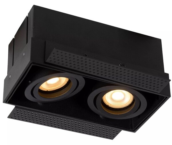 Lucide 09925/02/30 zápustné bodové svietidlo Trimless 2x50W | GU10 - čierna, nastaviteľné, stmievateľné