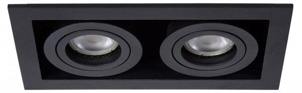 Lucide 09926/02/30 zápustné bodové svietidlo Chimney 2x50W | GU10 - čierna, nastaviteľné, stmievateľné