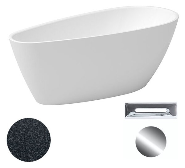 Besco Akrylátová voľne stojaca vaňa Goya A-line Glam G 160x73 (170x80) BESCO-Typ výpuste: Click-Clack s prepadom, chróm, BESCO-Rozmery: 160x73, BESCO-Farba: Biela/grafit