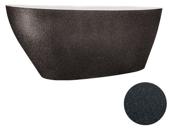 Besco Voľne stojaca vaňa z liateho mramoru Goya Glam 140x62 (160x70, 170x72) BESCO-Rozmery: 140,5x62,5, BESCO-Farba: Biela/grafit