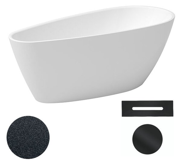 Besco Akrylátová voľne stojaca vaňa Goya A-line Glam G 160x73 (170x80) BESCO-Typ výpuste: Click-Clack s prepadom, chróm, BESCO-Rozmery: 160x73, BESCO-Farba: Biela/grafit