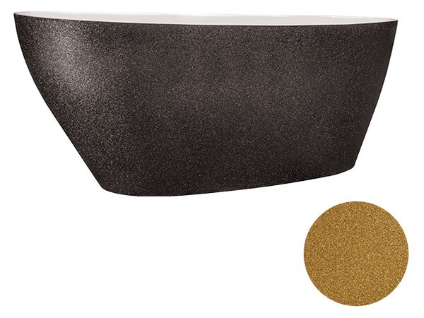 Besco Voľne stojaca vaňa z liateho mramoru Goya Glam 140x62 (160x70, 170x72) BESCO-Rozmery: 140,5x62,5, BESCO-Farba: Biela/grafit