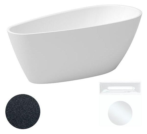 Besco Akrylátová voľne stojaca vaňa Goya A-line Glam G 160x73 (170x80) BESCO-Typ výpuste: Click-Clack s prepadom, chróm, BESCO-Rozmery: 160x73, BESCO-Farba: Biela/grafit