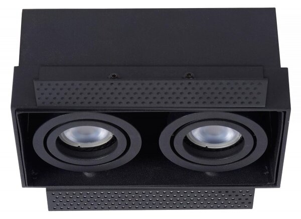 Lucide 09925/02/30 zápustné bodové svietidlo Trimless 2x50W | GU10 - čierna, nastaviteľné, stmievateľné