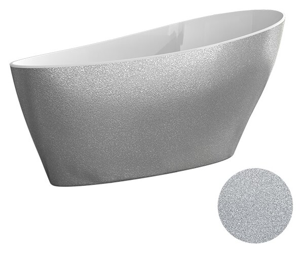 Besco Voľne stojaca vaňa z liateho mramoru Keya Glam 165x70 BESCO-Rozmery: 163,5x70,5, BESCO-Farba: Biela/grafit