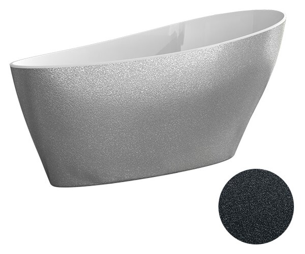 Besco Voľne stojaca vaňa z liateho mramoru Keya Glam 165x70 BESCO-Rozmery: 163,5x70,5, BESCO-Farba: Biela/grafit